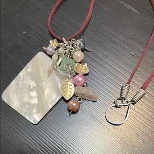 Mother of Pearl and Gemstone Pendant Necklace